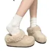 Invierno Talla Pequeña 2026 Suela Gruesa Más Nuevo Algodón Pantuflas Aumentan Altura Peludas Apertura Terciopelo Exterior Mujer Pantuflas de Piel Calientes