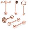Aço inoxidável Clássico Língua Stud 6 Piece Set Amazon Hot Selling Straight Rod Misto 5 Cores Opcional Língua Anel Piercing Jóias