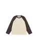 Camiseta de manga larga 100% algodón de 230g directo de fábrica para mujer, top raglán de peso pesado con bloques de color para otoño e invierno, camiseta básica elegante