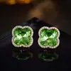 Aretes de Flor de Trébol de la Suerte de Cristal Azul con Diseño Único para Uso Diario, Simples y Exquisitos, Hechos con Agujas de Plata 925