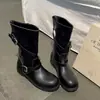 Botas de plataforma gruesa para aumentar la altura, mujer, otoño 2026, nuevas, retro, adelgazantes, versátiles con faldas, suela suave, botines Maillard