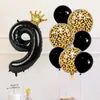 Globo Digital Negro Corona 32 pulgadas Estampado Leopardo Bola Fiesta de Cumpleaños Decoración Primer Año Escena Diseño Ambiente Accesorios
