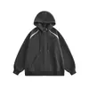 Suéter Pesado Cinza Estilo Americano Masculino Moda Outono Marca Cardigã Jaqueta Oversize High Street Versátil Casual Esportivo Top
