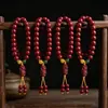 Pulsera Pixiu Estilo Chino Arena Dorada Morada Sintética de Verano, Estilo Étnico Fresco con Cuentas de 8 mm, Pulsera de Cinabrio Artificial, Regalo