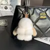 Pingente de Bolsa Coelho de Pelo de Vison Real para Mulheres, Exquisito e de Luxo, Chaveiro de Carro de Coelho de Pelúcia, Boneca Pequena