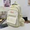 Mochila Casual Estilo College Refrescante com Bloqueio de Cores Azul e Branco Sal Marinho para Alunos do 3º ao 6º Ano para Aula, Viagem e Armazenamento