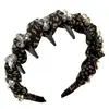 Diadema de lunares con pedrería estilo coreano con dientes para un agarre antideslizante, un accesorio para el cabello de alta gama y versátil que realza tu apariencia y hace que tu rostro se vea más pequeño.