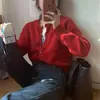 Cárdigan de Punto para Mujer, Chaqueta Suéter Corta de Cuello Redondo, Holgado y Versátil, Ropa de Abrigo de Punto
