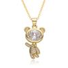 Regalo de bienestar de Tiktok oso de peluche lindo collar chapado en cobre y oro collar de cadena para clavícula para mujer joyería de lujo ligero venta al por mayor