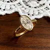 Anillo de Zirconia con Diseño Geométrico de Lujo Ligero y de Nicho, Incrustado con Forma de Huevo para Mujer, Estilo Ins Personalidad Clásico Anillo para el Trabajo al por Mayor