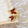 Anel Aberto Vintage Novo Estilo Chinês Esmalte Gota de Óleo Série Borboleta para Mulheres, Anel Versátil Camadas Único de Nicho