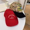 Gorra de Béisbol Camuflada Bordada con Llavero Ins Divertido Estilo Coreano para Mujer Mostrar Cara Ala Pequeña Ancha Cara Grande Parte Superior Suave Pico de Pato Gorra