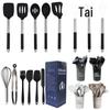 Set de 15 Espátulas y Cucharas de Silicona Acero Inoxidable Espátula de Silicona Antiadherente Juego de Utensilios de Cocina Domésticos Multifuncionales