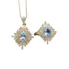 Venta al por mayor de fábrica Popular Set de Aguamarina Natural con Incrustaciones de Plata S925 Piedra Principal 5*7 Joyería de Lujo Venta Directa de Fábrica