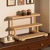 Prateleira de Armazenamento de Copos de Água para Mesa de Escritório Balcão de Escritório Suporte de Copos de Madeira Maciça Multicamadas Escada Criativa Suporte de Exibição de Copos