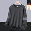 Sudadera para hombre 2025 otoño estilo americano holgada manga larga cuello redondo forrada de polar ropa deportiva pullover moderna chaqueta pesada versátil