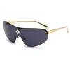 Nuevas Gafas de Sol Metálicas Sin Montura de Moda para Hombre Gafas de Sol de Marco Grande Cuadradas Gafas Anti-UV Tendencia Calle Damas