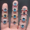 Anillo de Topacio Azul Londres Plata de Ley s925 Incrustado con Diamante Completo Lujo Hermoso Anillo para Mujer Outlet de Fábrica