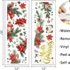 Pegatina de Pared Floral de Nochebuena Acuarela Rama de Pino Piña Linterna Pegatina Autoadhesiva Decoración Navideña para Ventana Calcomanía