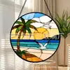 Cruz Mar Azul Gaivota Branca Vidro Colorido Pingente Ornamento de Vidro para Pendurar em Casa Decoração de Janela Jardim Pegador de Sol
