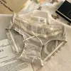 Ropa Interior de Malla Empalmada de Algodón Puro de Nuevo Estilo para Mujer, Entrepierna de Algodón Puro Antibacteriano 7A, Braguitas de Borde Volante de Verano