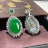 Prata Esterlina S925 Nova Calcedônia Natural Verde Gelo Alto Pingente Inlaid em Prata 18*25 Pingente de Pescoço Versátil Fashionável Exquisito