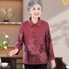 Camisa de Otoño para Abuela 2025 Estilo Nuevo Elegante Camisa con Solapa para Mujeres de Mediana Edad y Mayores Top Holgado de Manga Larga para Mamá