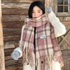 Cachecol de Tricô Atmosfera Estilo Coreano Feminino de Inverno Combinando com Casaco Xale Vermelho de Alta Qualidade Cobertura para o Pescoço Cachecol de Proteção para o Pescoço