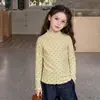 26 Camiseta Básica de Algodão Puro para Meninas, Camiseta de Manga Longa com Gola Alta Meia e Poá para Primavera e Outono, Top de Roupa Íntima Infantil