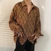 Camisa com Estampa de Flor de Castanha Outono Masculina Estilo Japonês Tendência Estilo Hong Kong Retrô Solta de Manga Comprida Roupa de Estilista Bonita