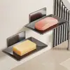 Caja de almacenamiento de jabón de lujo ligero para baño, estante para baño doméstico, escurridor de jabón para pared de inodoro, no requiere perforación