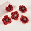 Set de Flores Artificiales Rojas Rosa Peonía Flor Falsa Cabeza de Flor de Seda Pasador Flor Decoración de Bolsa de Dolor