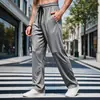 Calça esportiva masculina de malha para comércio exterior transfronteiriço, perna reta solta, cós elástico com cordão, calça longa casual para homens, em estoque
