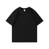 Camiseta de Verão Lisa de Algodão Puro, Manga Curta, Gola Redonda, Caimento Solto, Ombro Caído, Peso Pesado 220g, Estilo Coreano