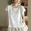 2026 Verano Nuevo Vintage Camiseta con Bordado Pesado Camisa Elegante Delgada Suéter Top