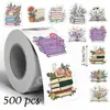 500 Adesivos/Rolo Adesivos Florais para Diário Graffiti 2,5 cm 10 Designs Embalagem de Presente Criativa Adesivos de Vedação para Confeitaria