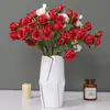 Rosas artificiales de estilo nórdico, flores de seda para bodas en casa, ramos de decoración para sala de estar, rosas artificiales decorativas