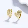 Aretes de Corazón Rayado para Mujer, Aretes de Plata 925, Lujo Ligero, Sensación de Alta Gama, Aretes de Aro Simples, Joyería de Nicho Ins, Regalo de Cumpleaños