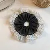 Scrunchie grande de malha com poá estilo francês, elástico de cabelo de camada dupla para rabos de cavalo, acessório de cabelo de alta qualidade