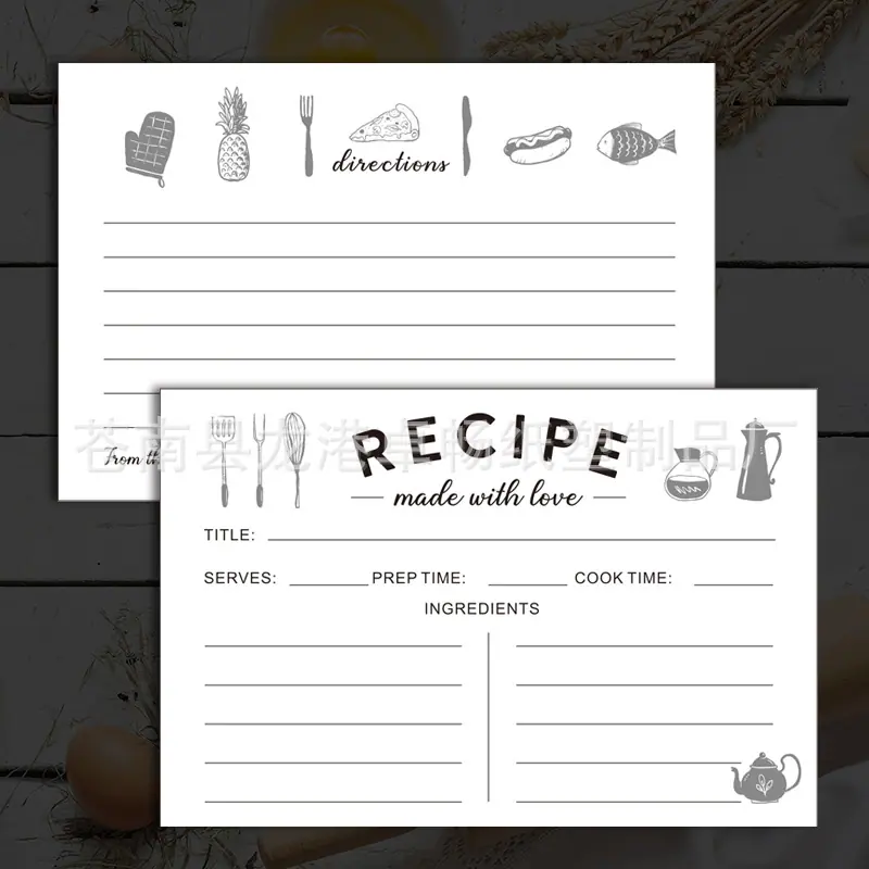 亚马逊热卖食谱卡 配料卡 recipes定制