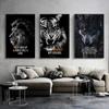Póster inspirador de animales, león, tigre y lobo, pintura en lienzo, arte de pared, dormitorio, sala de estar, pintura decorativa moderna.