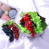 Fruta falsa, fruta, verdura, grano de uva, racimos de uva de goma suave con hojas, plantas, pequeños adornos