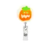 Suporte de Crachá Retrátil de Acrílico com Clipe de Abóbora de Halloween para Equipe Médica, Escritório, Porta-Crachá de Identificação