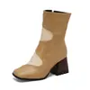 Botas de Cañón Corto Botas de Caballero Otoño/Invierno talla grande 4 Botas de Tacón Alto New Rome Botas de Mujer Comercio Exterior Europeo y Americano Color Grueso Negro