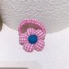 Diadema de tela a cuadros estilo coreano para niñas, con flor grande, para coleta, scrunchie, accesorio para el cabello con lazo