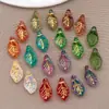 Cuentas Espaciadoras de Vidrio Vintage Multicolor con Hoja Pintada en Oro Colgante Llavero DIY Hecho a Mano Accesorios de Joyería con Cuentas