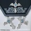 Serie Estilo Oscuro Colgante de Alas de Corazón y Murciélago con Cruz Colgante Pulsera de Cuentas DIY Collar Pendientes Accesorios