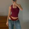 Roupas Femininas Europeias e Americanas Novo Estilo Moda Verão 2025 Garota Picante Decote U Cor Sólida Slim Fit Costas Nadador Crop Top para Mulheres Atacado