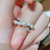 Accesorios de Plata S925 Anillo Cruz Gradiente Multicuentas Incrustado con Zircón Blanco Referencia con Cuentas 3-5mm Accesorios Sin Cuentas