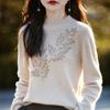 Camiseta Base de Primera Capa para Mujer, Cuello Medio Alto, Manga Larga, Jersey de Punto para Mujer, Suéter Sin Costuras para Mujer